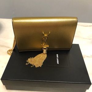 💯%Authentic YSL Kate Gold Logo Tassel Wallet On a Chain. $$$PRICE DROP ALERT!!!